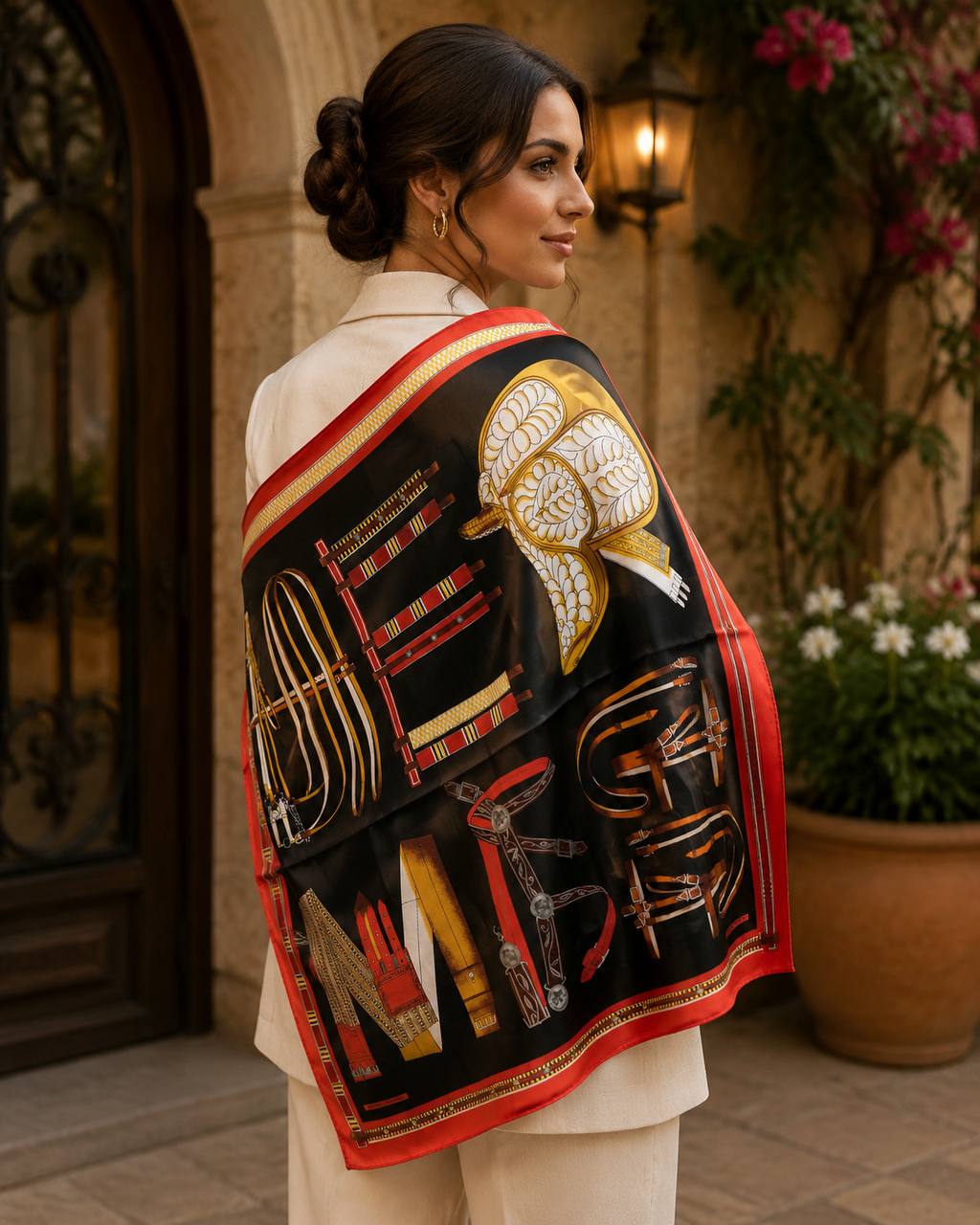 Hermès Cavalcades Silk Scarf Red & Black
