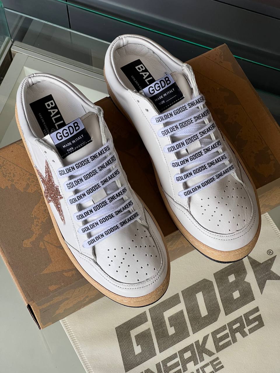 Golden Goose Ball Star Sneakers White Glitter Star