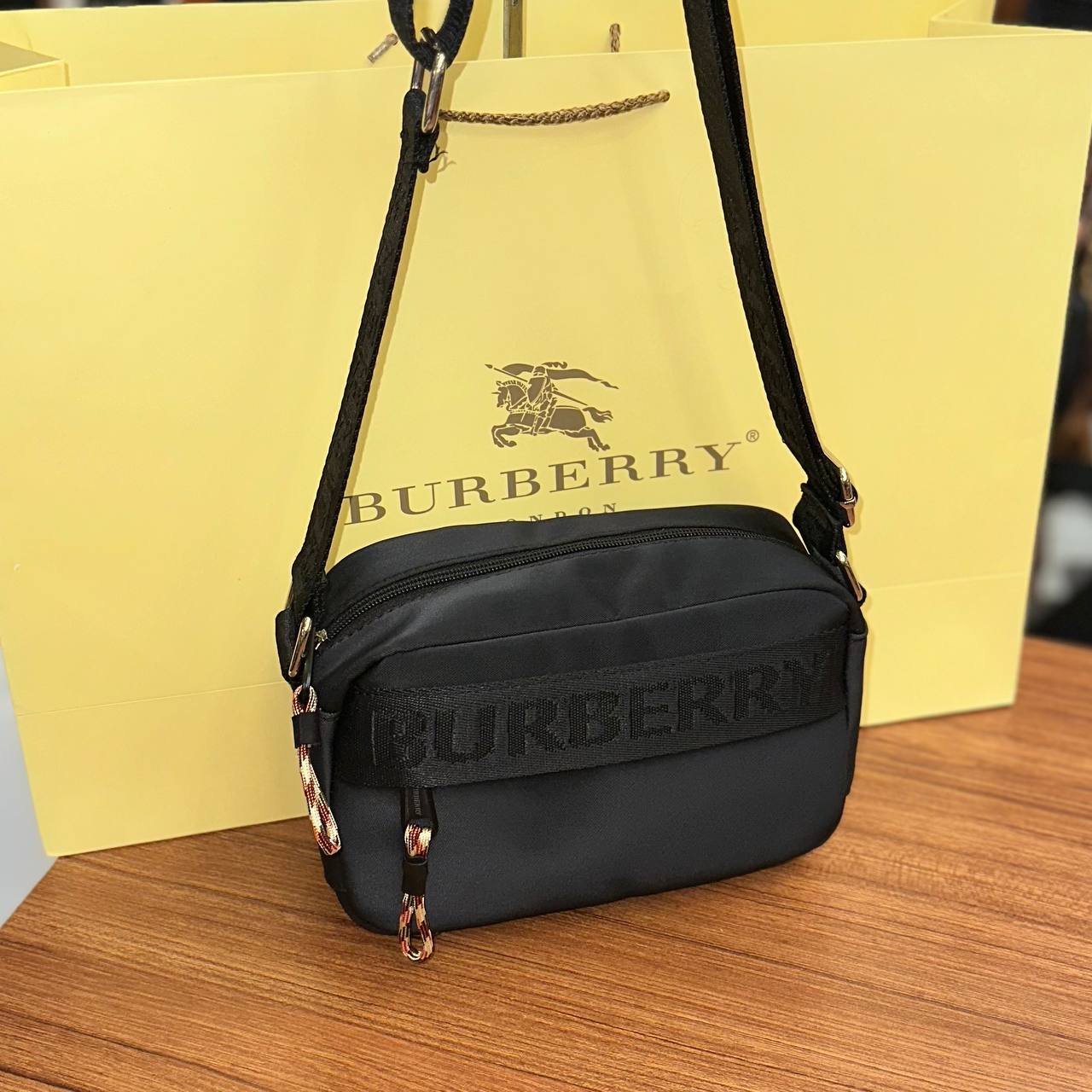 Burberry Logo Nylon Crossbody Bag Black