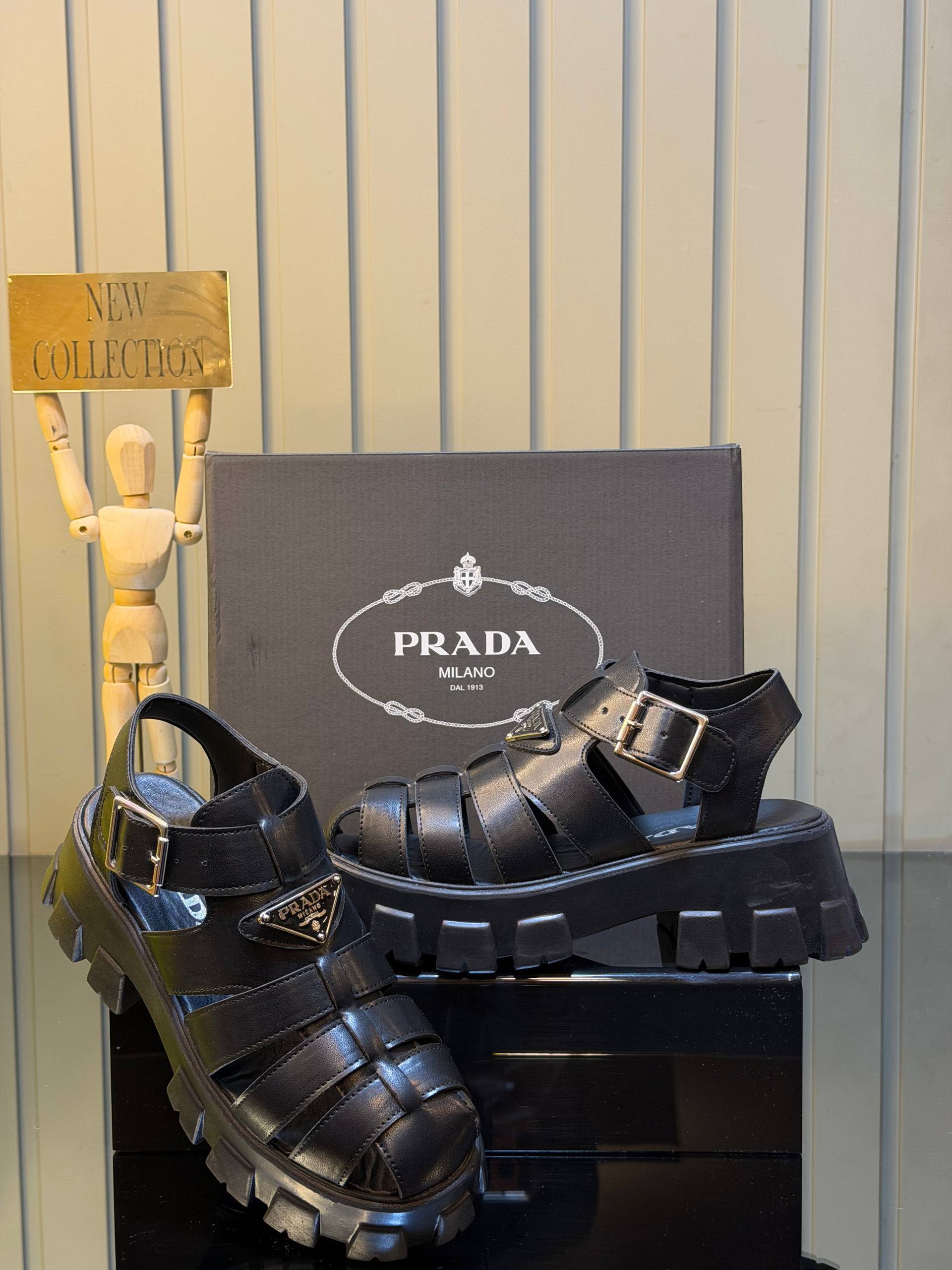 Prada Monolith Leather Sandals