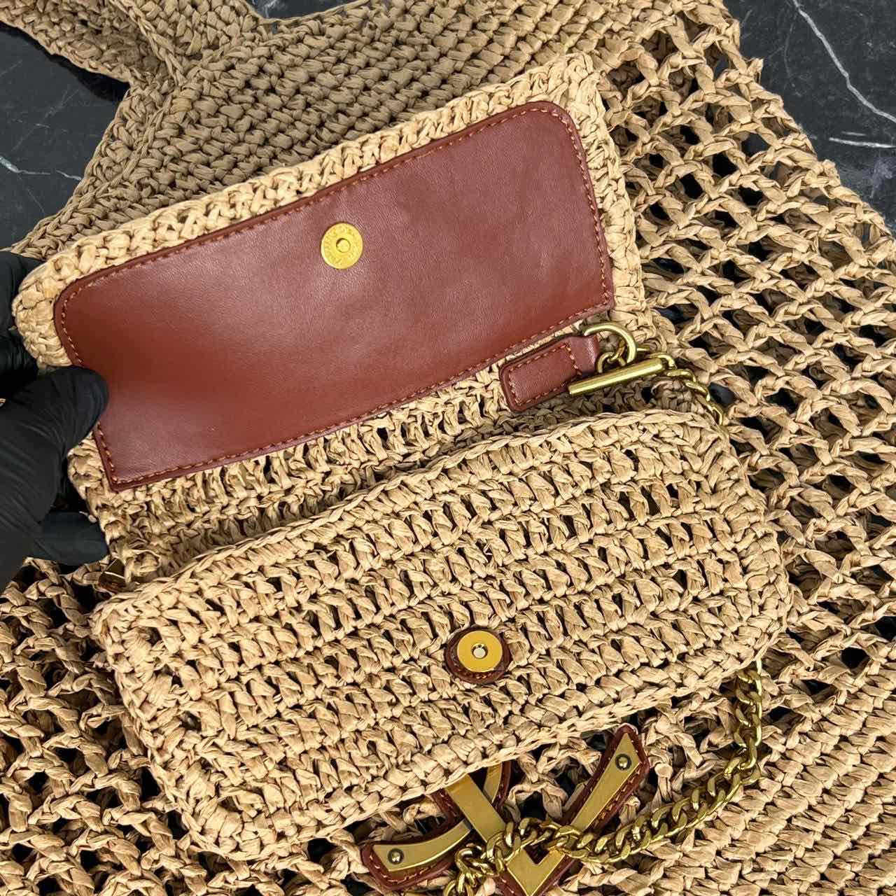 Saint Laurent YSL Raffia Tote Bag