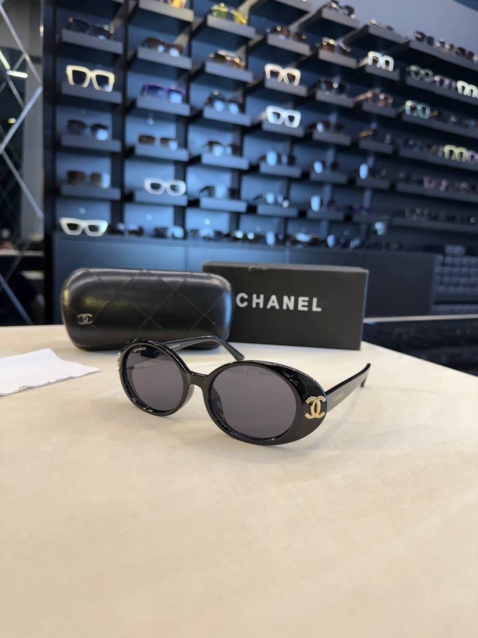 Chanel Oval Logo Sunglasses Black