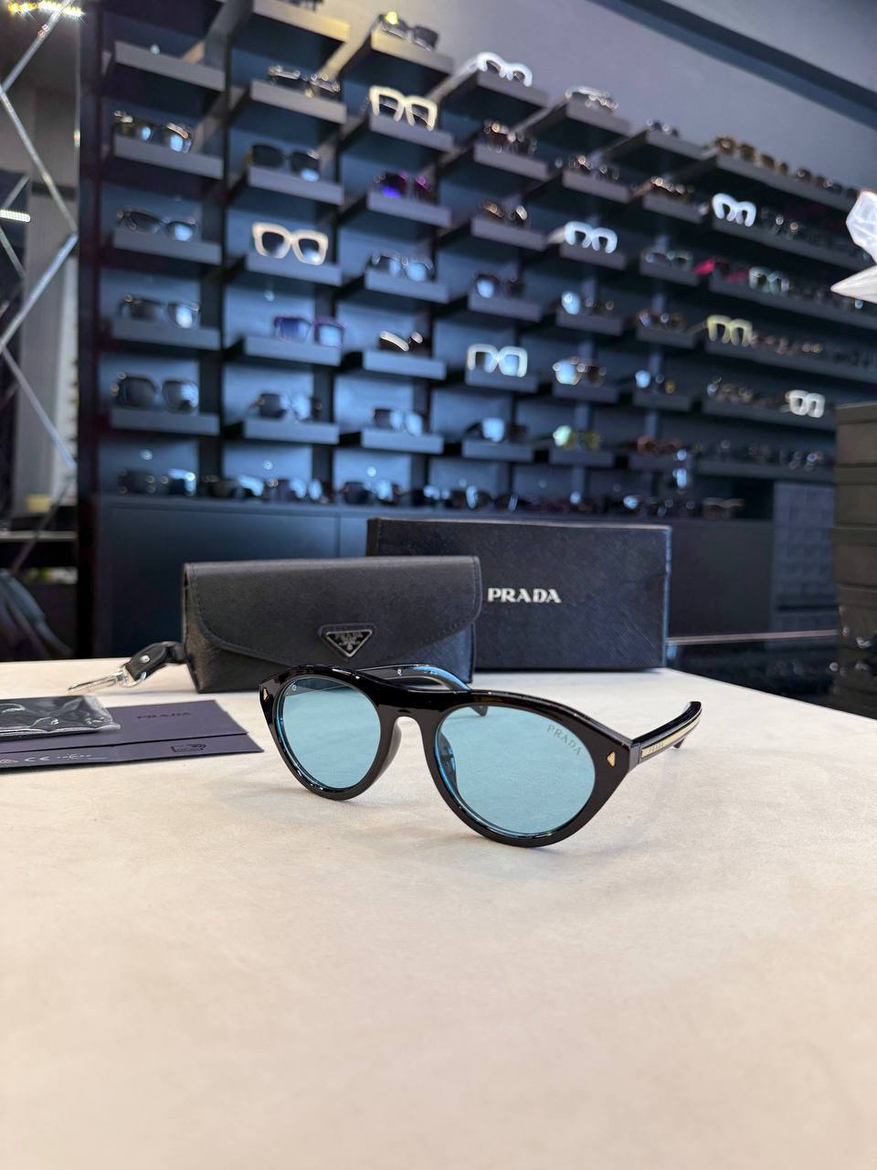 Prada Round Sunglasses Black Frame