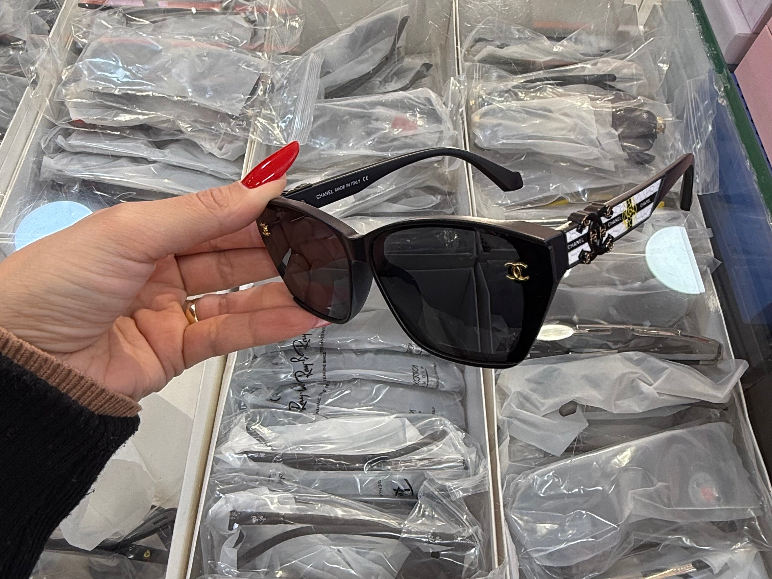 Chanel CC Logo Rectangular Sunglasses Black