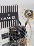 Chanel Tweed Vanity Case Bag Black