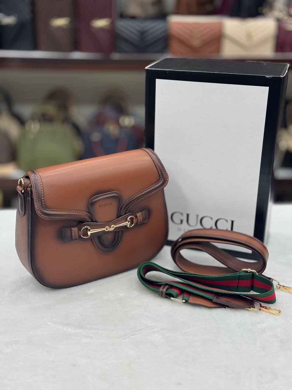 Gucci Horsebit Shoulder Bag Brown