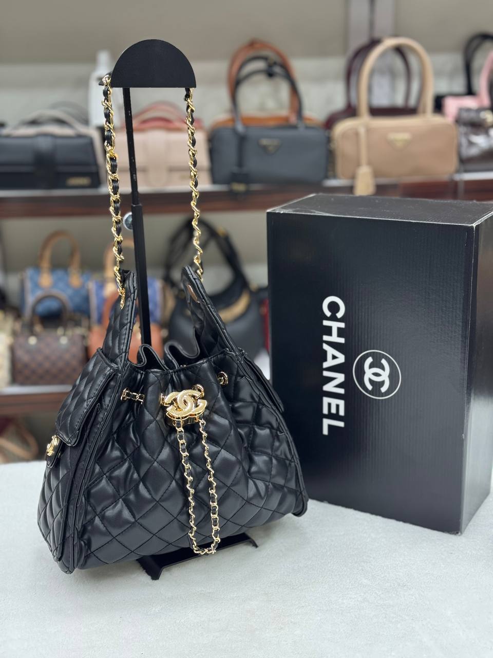 Chanel Gabrielle Hobo Bag Black Quilted Leather