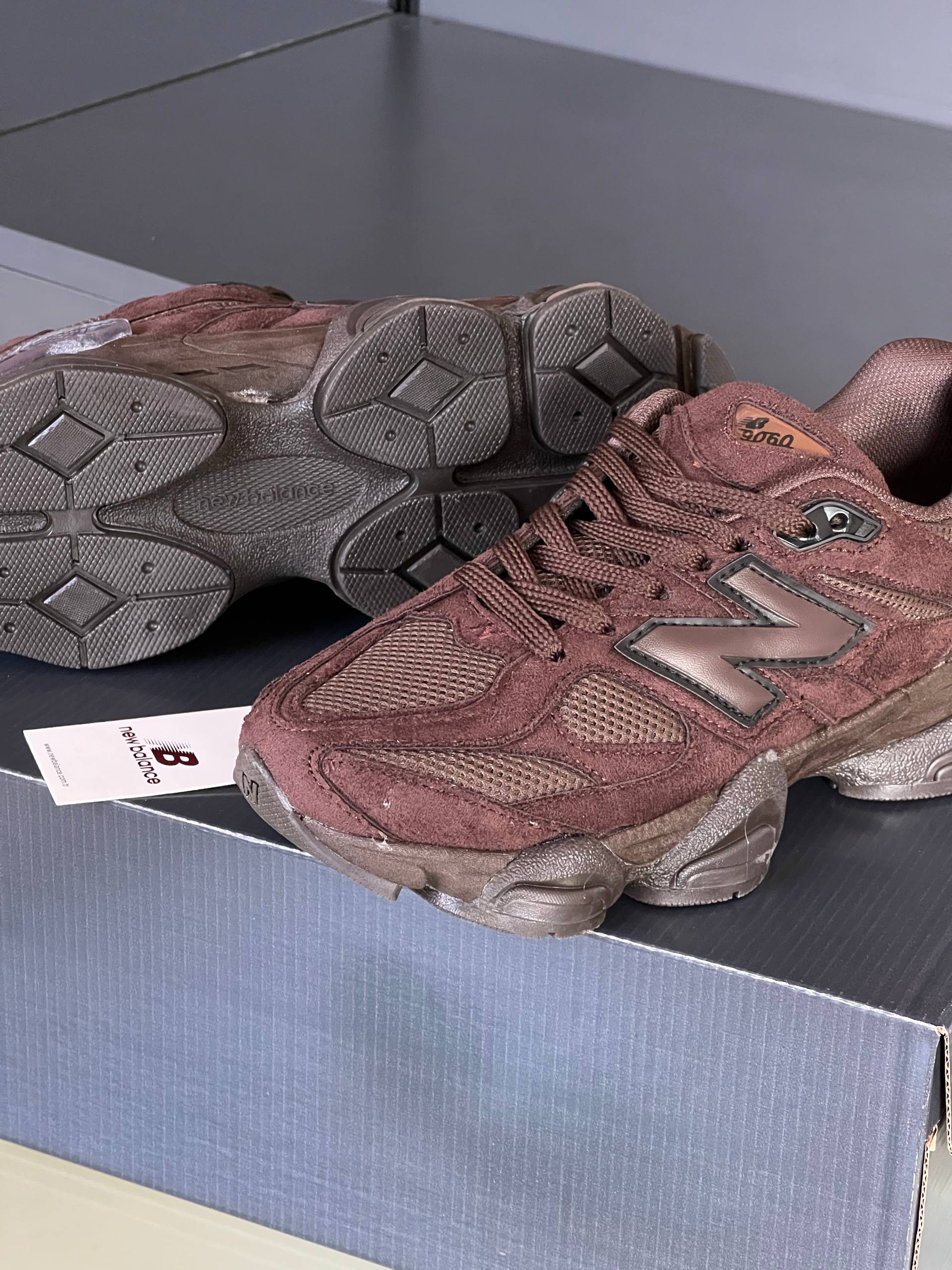 New Balance 9060 Brown Suede Sneakers