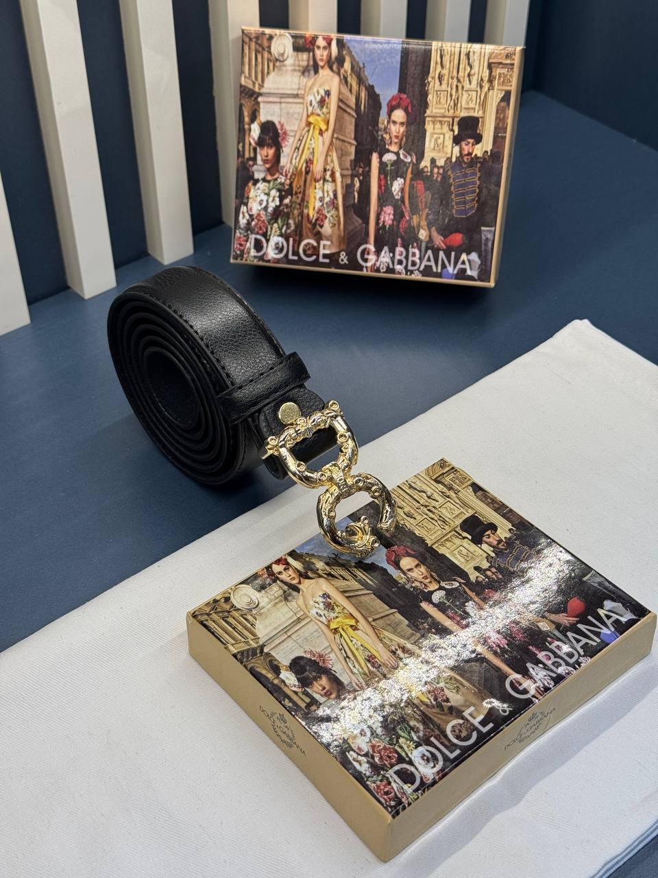 Dolce & Gabbana Baroque Buckle Leather Belt