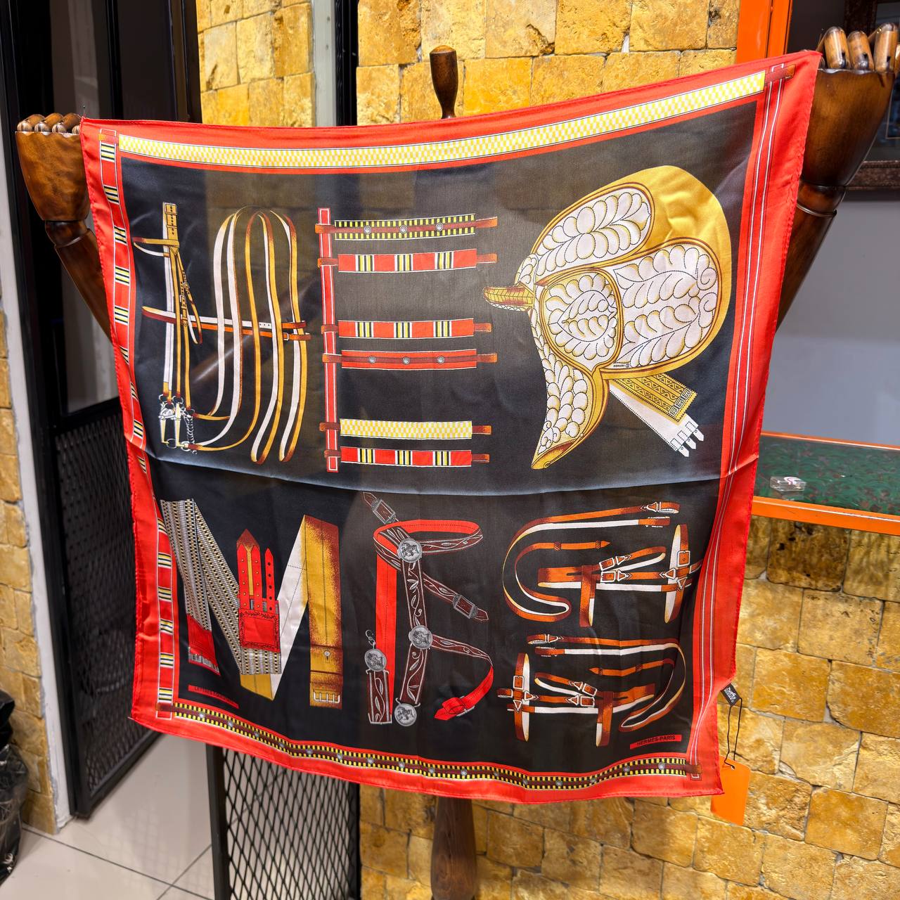 Hermès Cavalcades Silk Scarf Red & Black