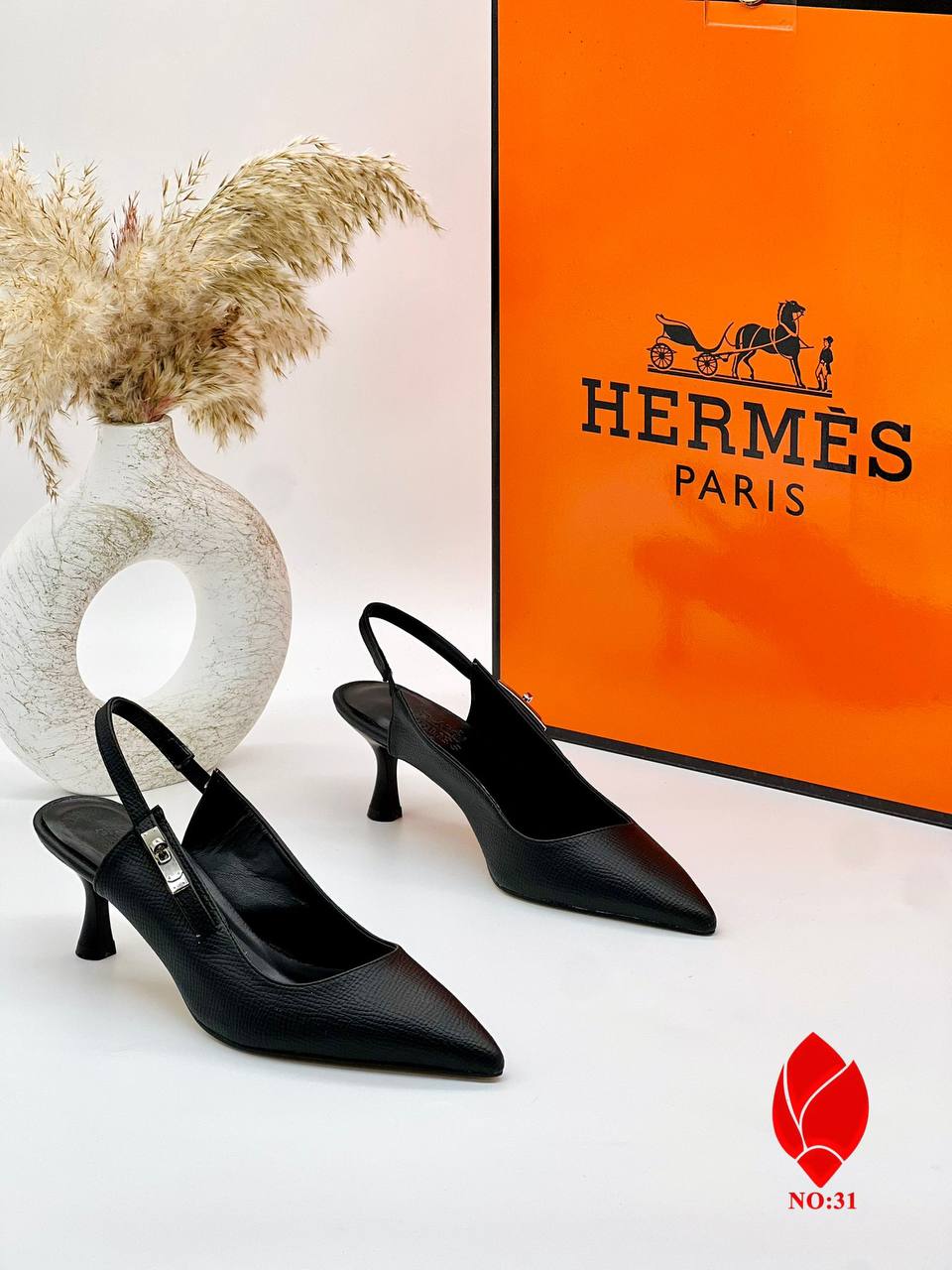 Hermes Kelly Mules Black