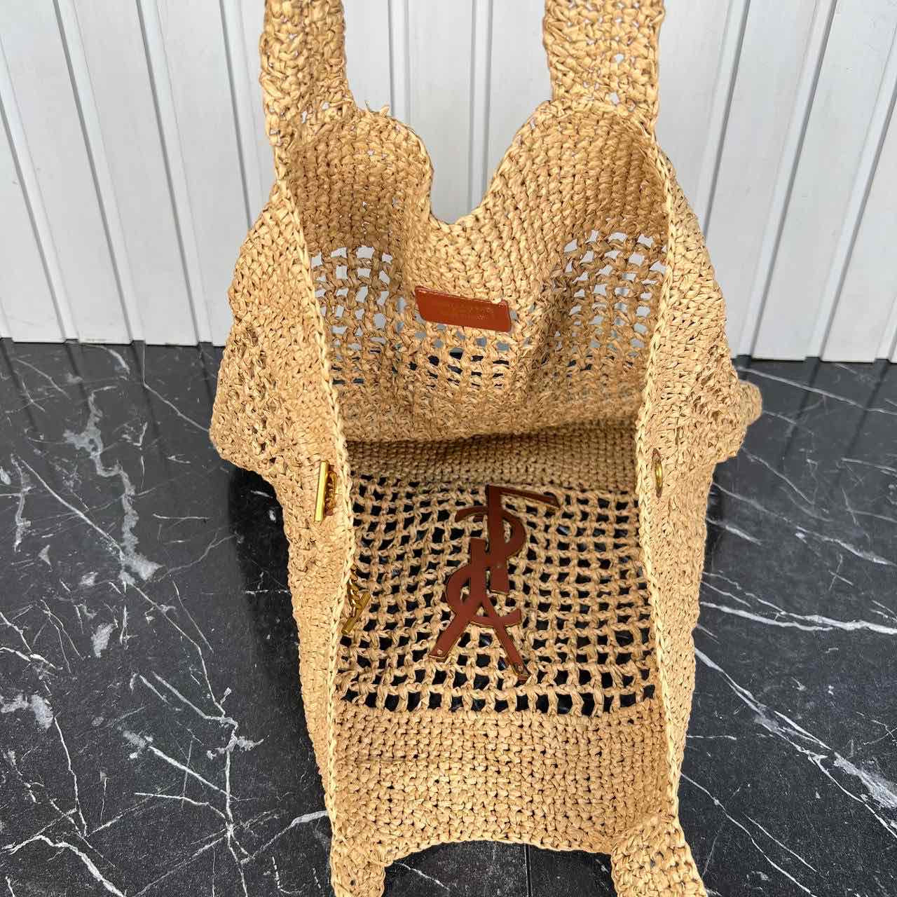 Saint Laurent YSL Raffia Tote Bag