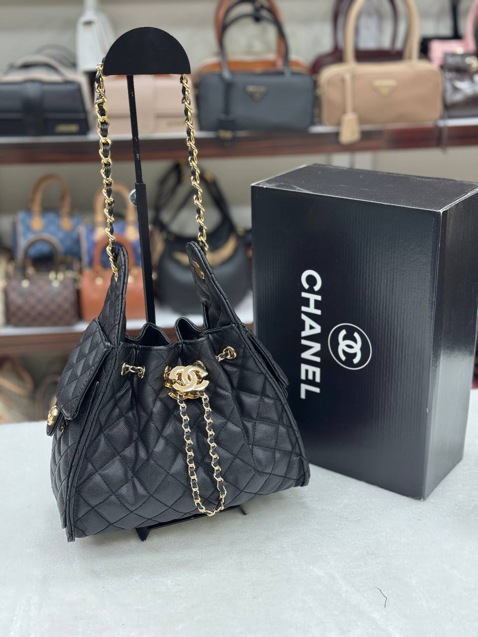 Chanel Gabrielle Hobo Bag Black Quilted Leather