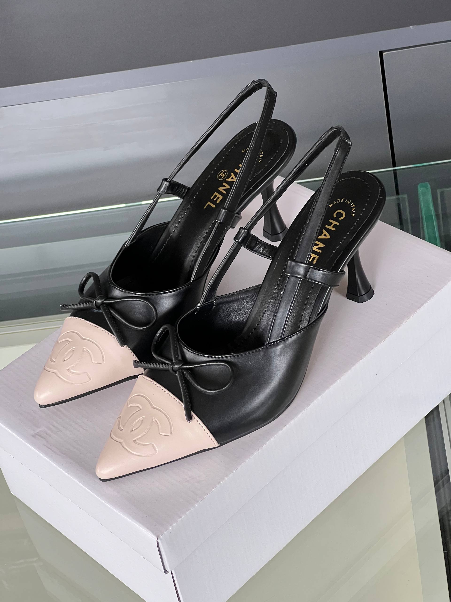 Chanel Slingback Two-Tone Black & Beige