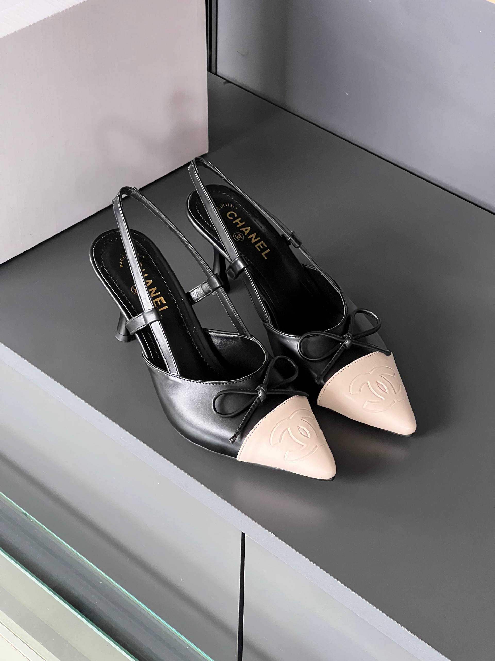 Chanel Slingback Two-Tone Black & Beige