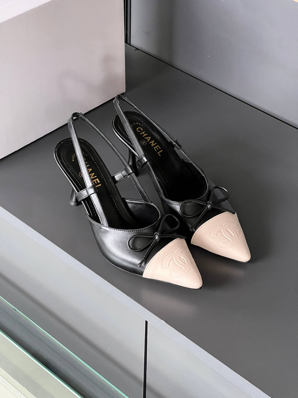 Chanel Slingback Two-Tone Black & Beige
