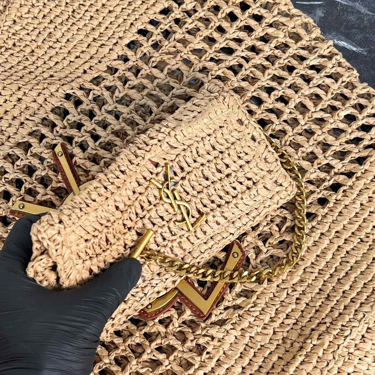 Saint Laurent YSL Raffia Tote Bag