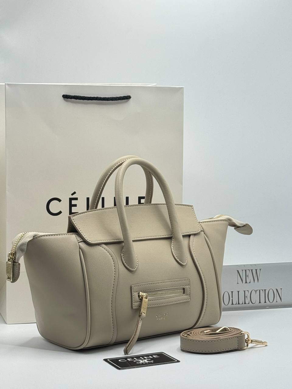 Celine Luggage Leather Bag Beige