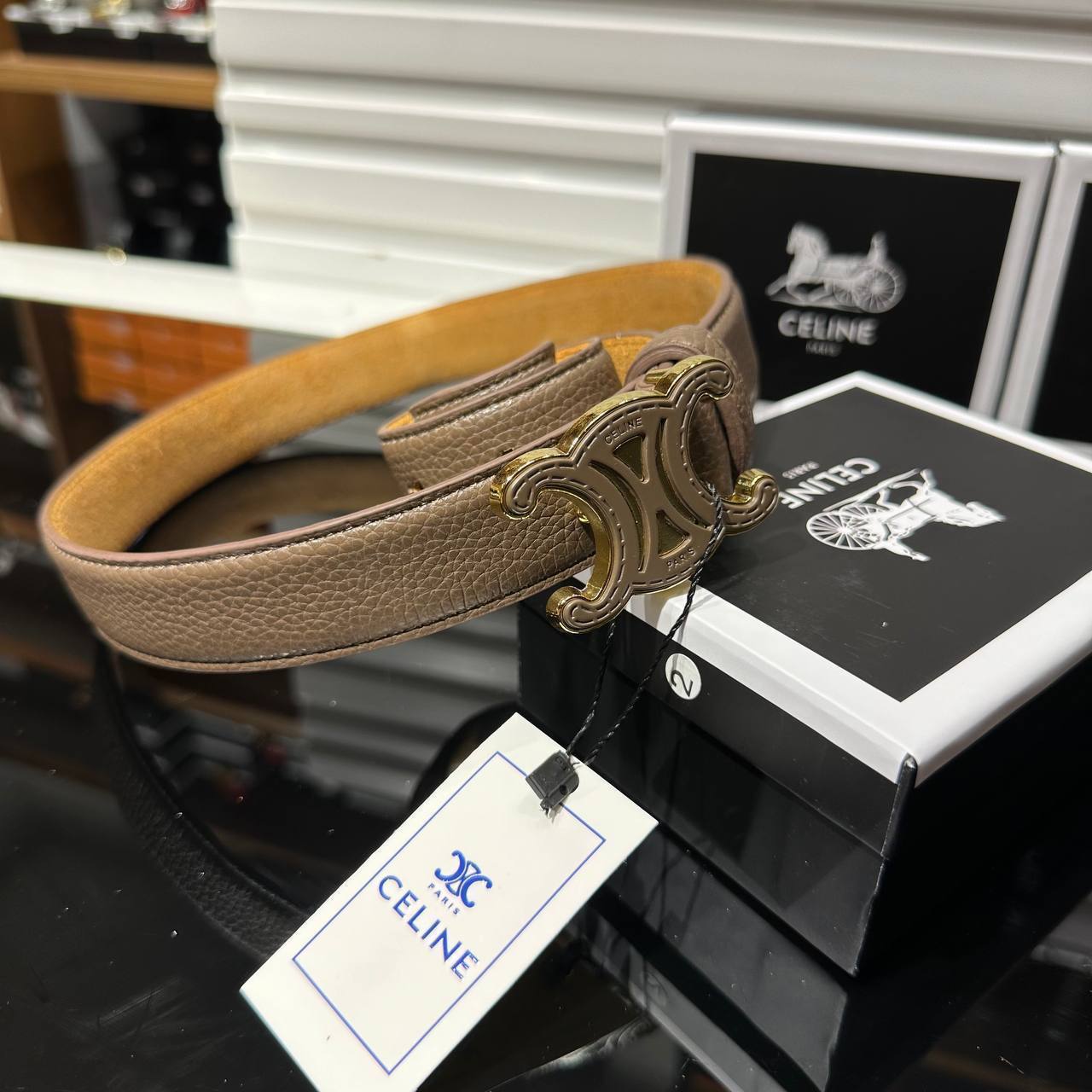 CELINE Triomphe Belt Brown