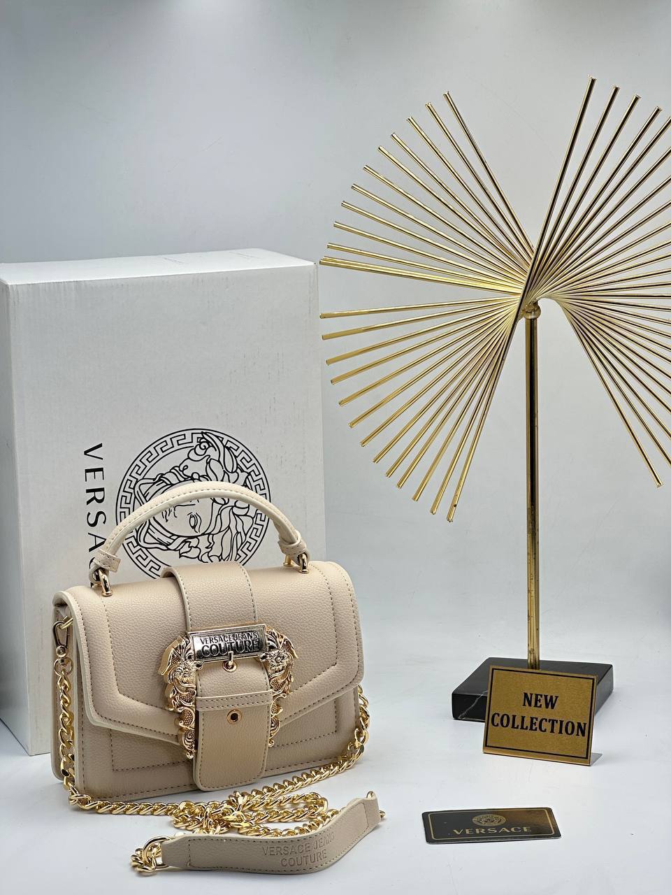 Versace Jeans Couture Chain Shoulder Bag Beige