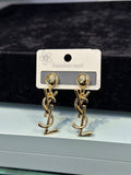 YSL Gold Logo Drop Earrings