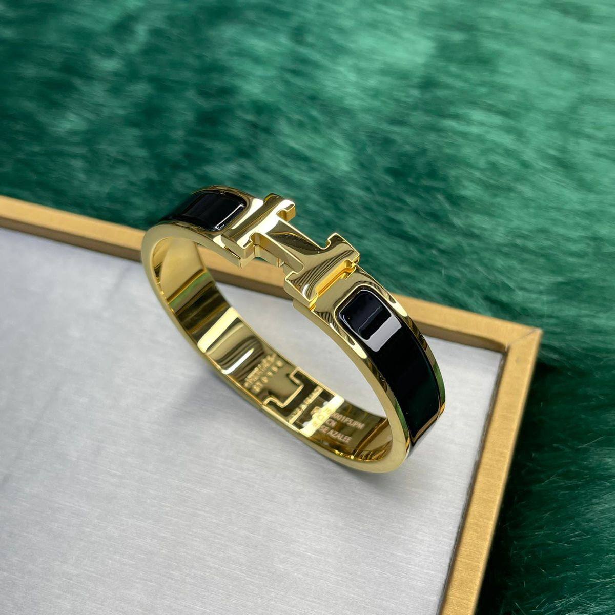 Hermès Clic H Bracelet Black & Gold