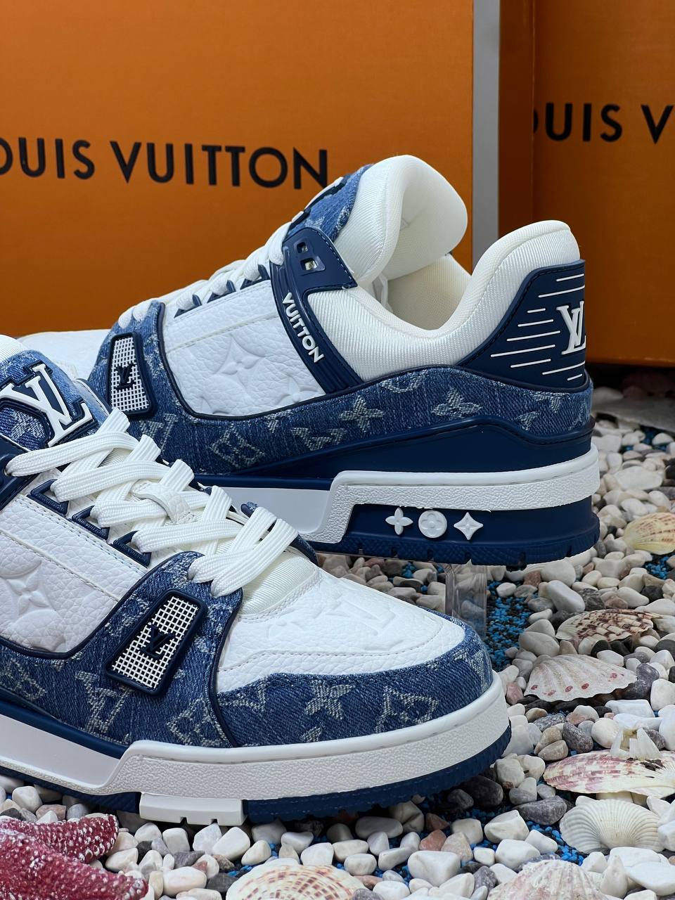 Louis Vuitton Trainer Sneaker Blue Monogram Denim
