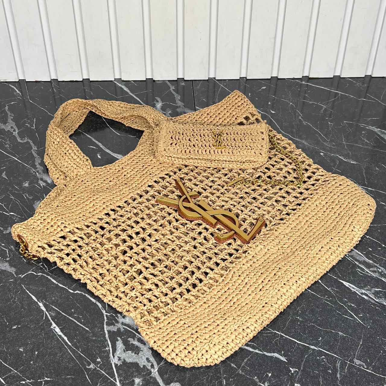 Saint Laurent YSL Raffia Tote Bag
