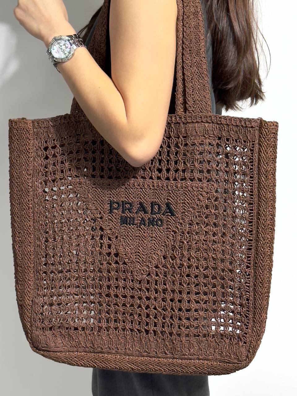 Prada Raffia Tote Bag