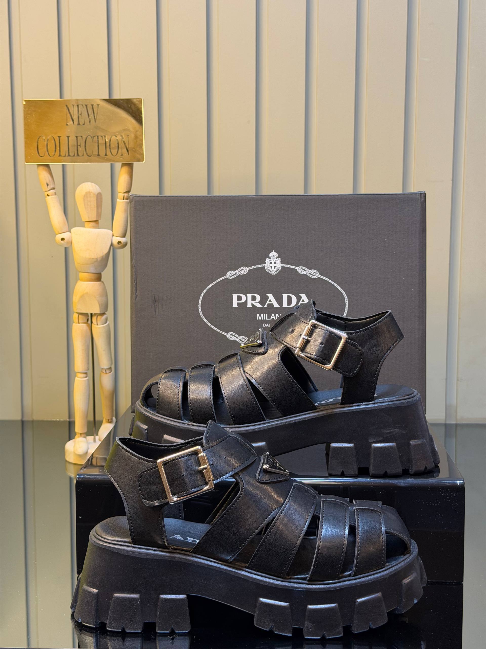 Prada Monolith Leather Sandals