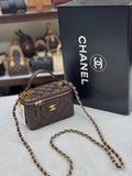 Chanel Vanity Case Bag Brown Quilted Leather