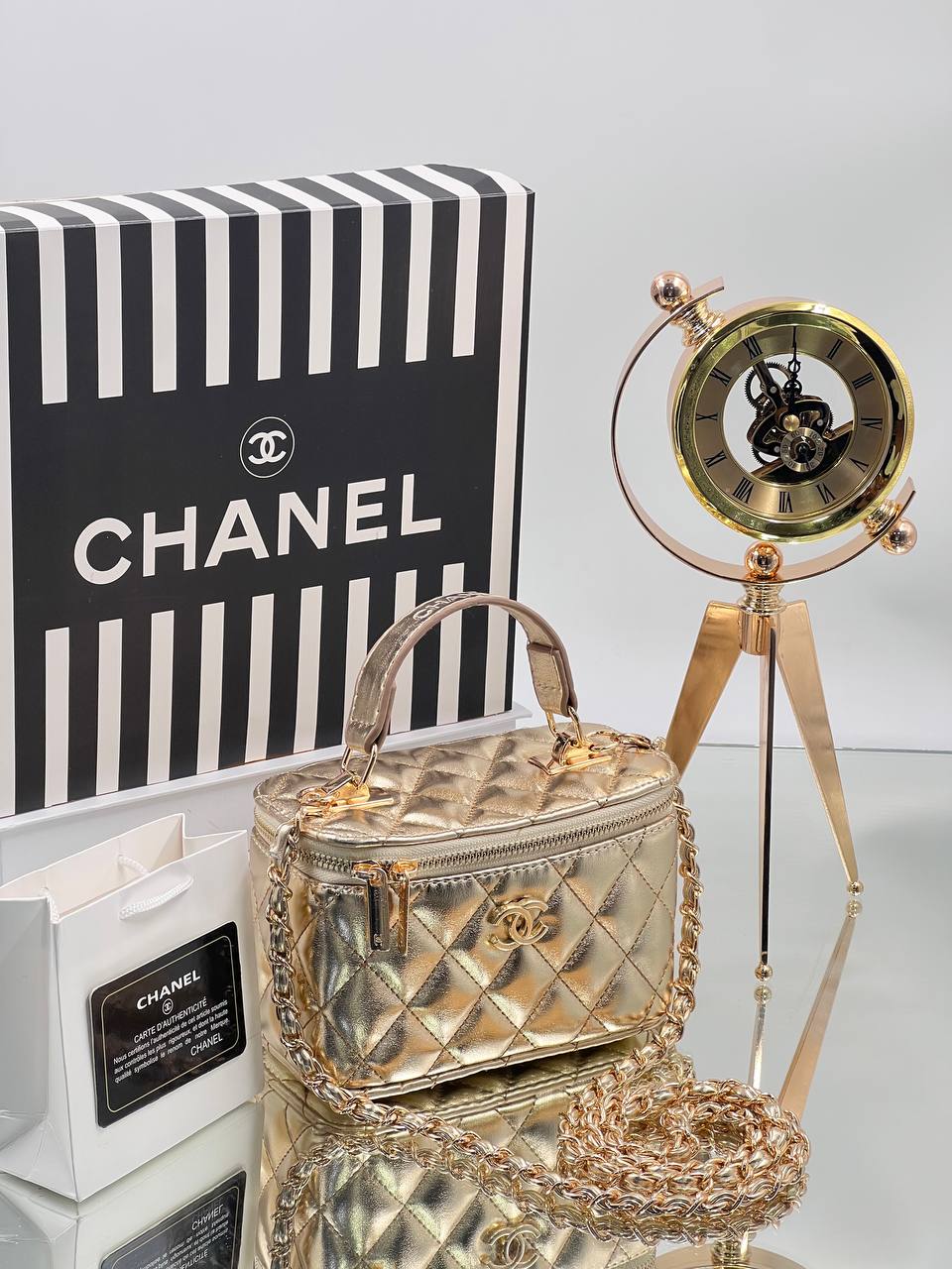 Chanel Vanity Case Gold Bag