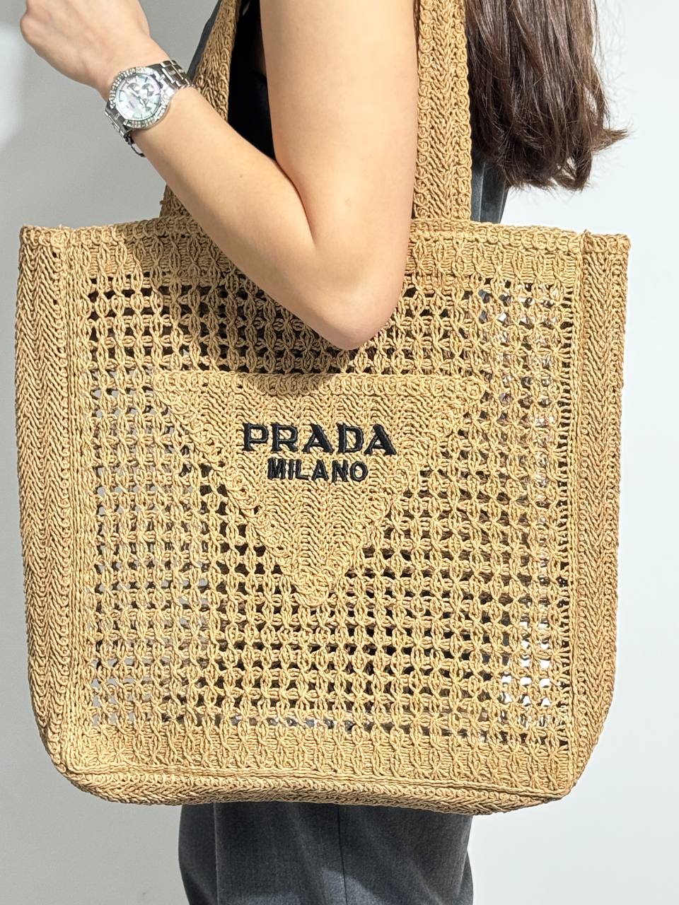 Prada Raffia Tote Bag