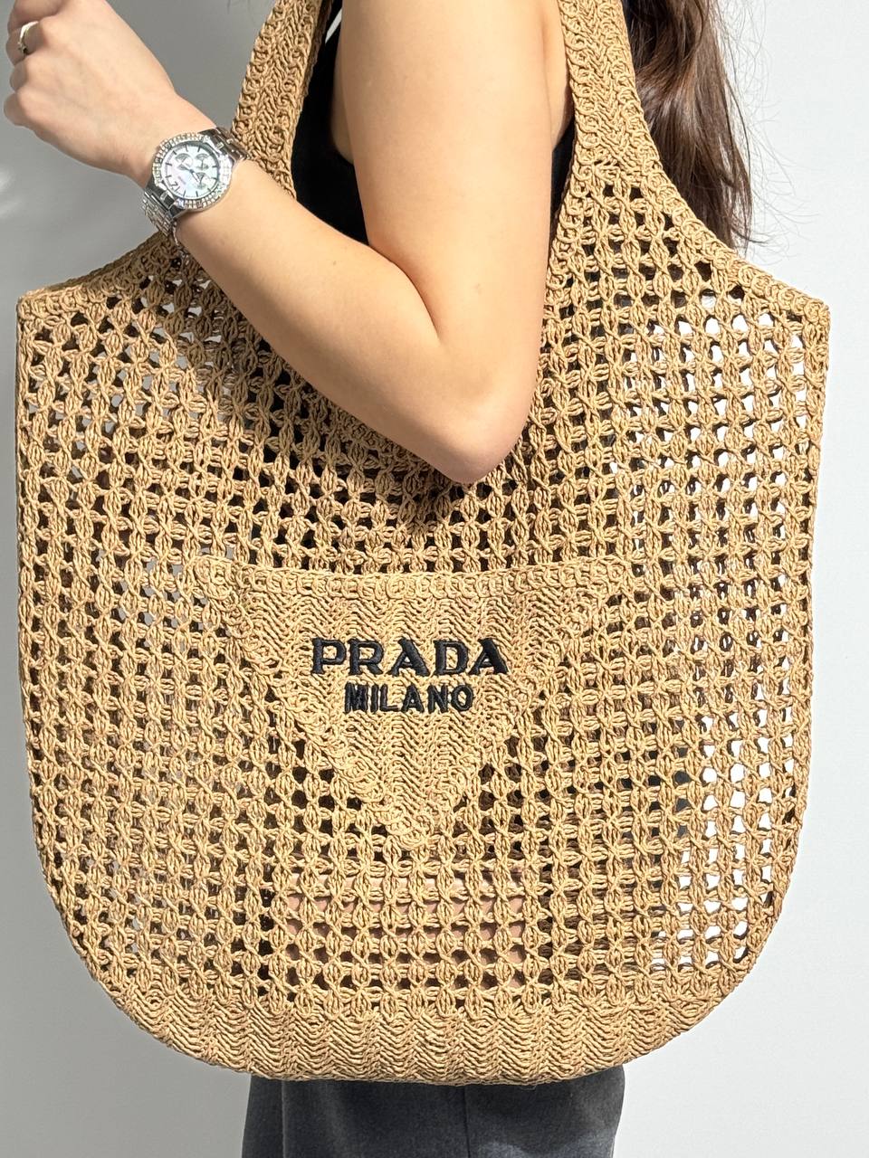 Prada Raffia Tote Bag