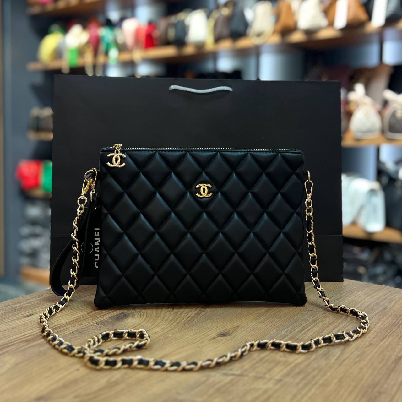 Chanel Quilted Chain Shoulder Bag Black