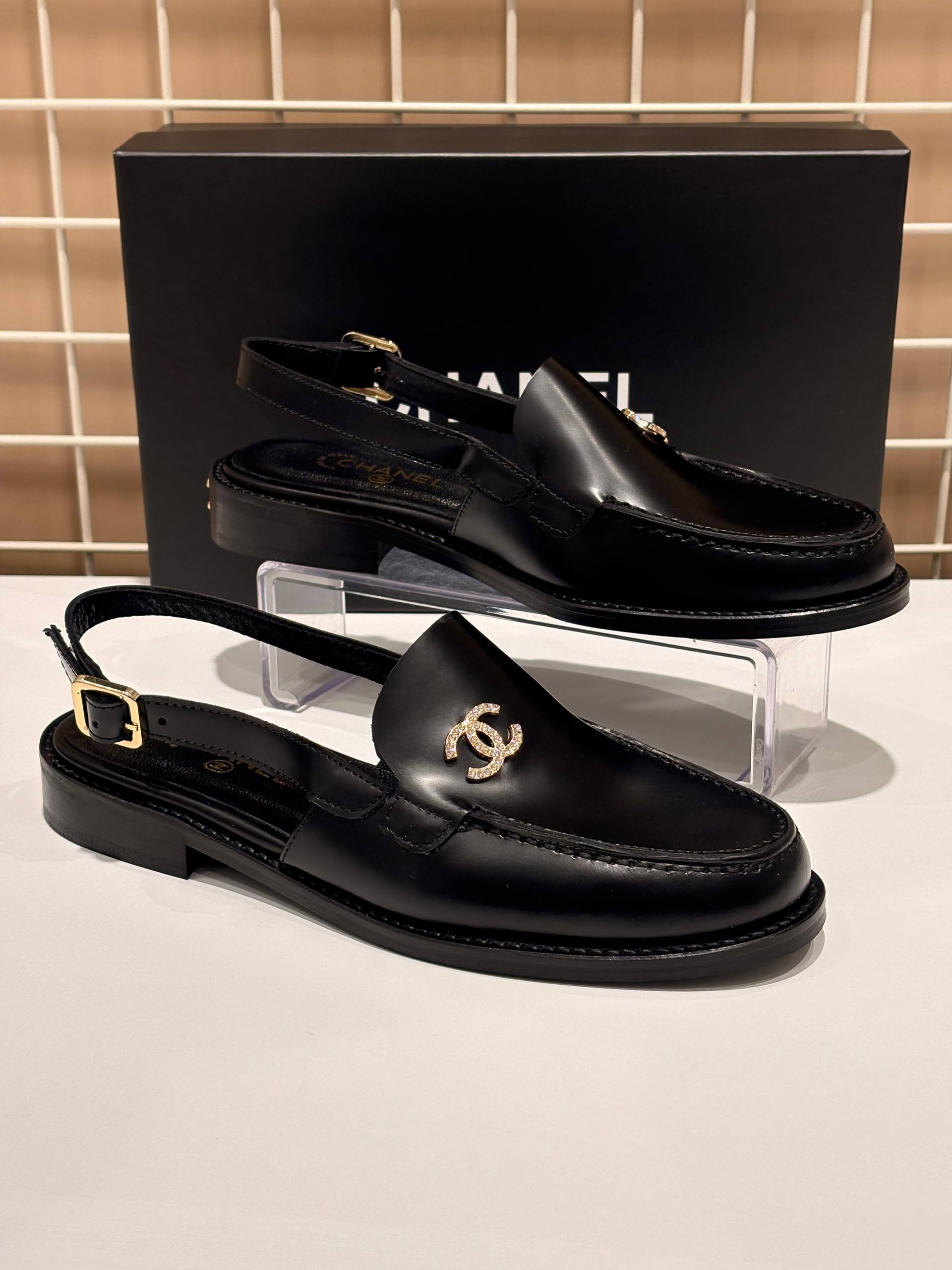 Chanel CC Logo Slingback Loafers