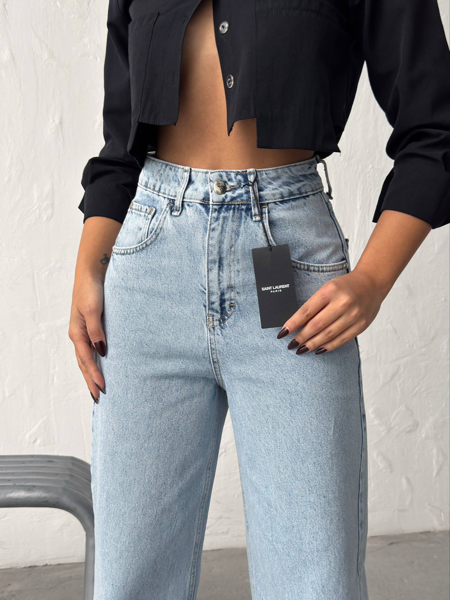 Saint Laurent YSL Logo Jeans Light Blue