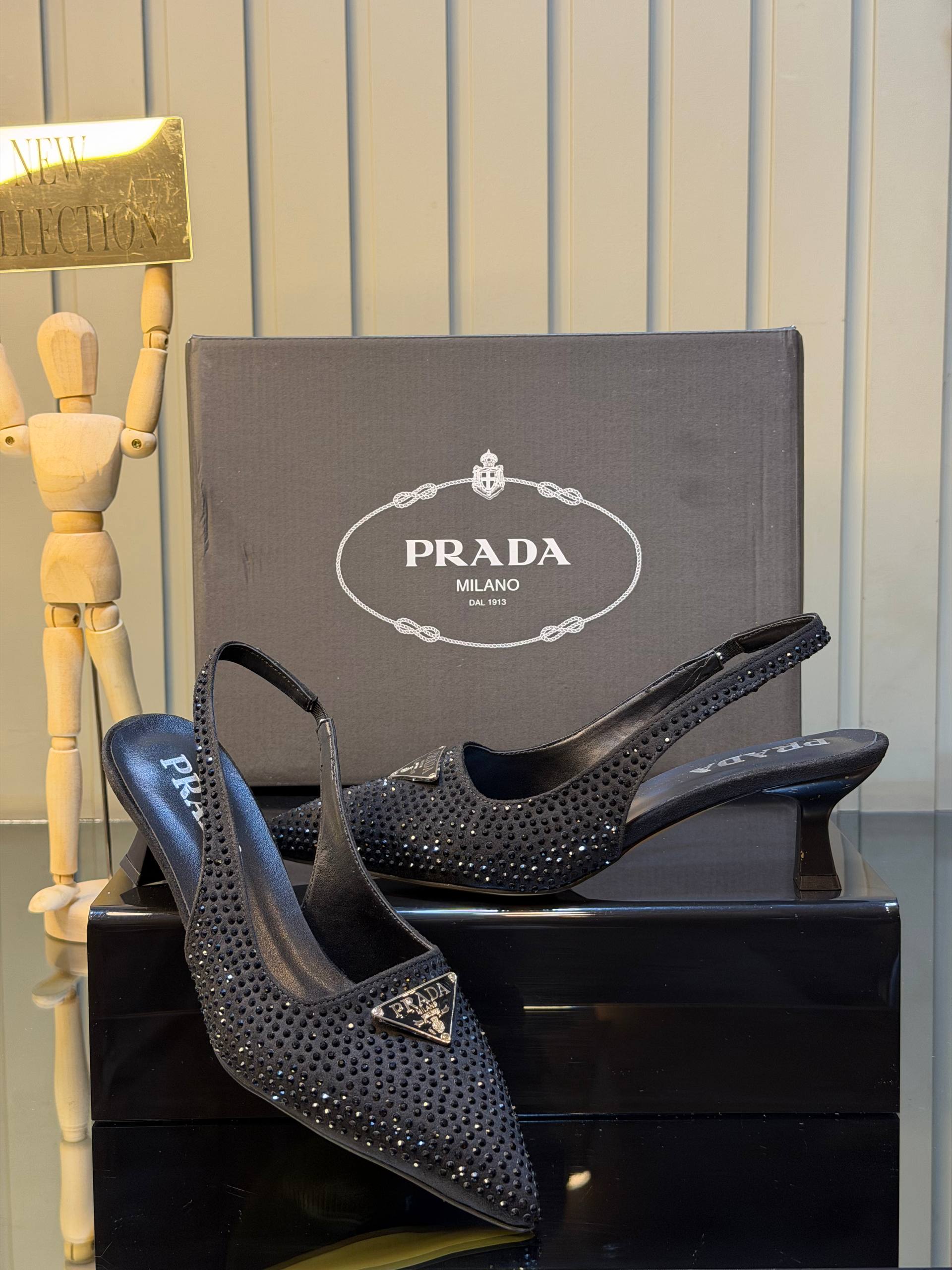 Prada Slingback Crystal Pumps
