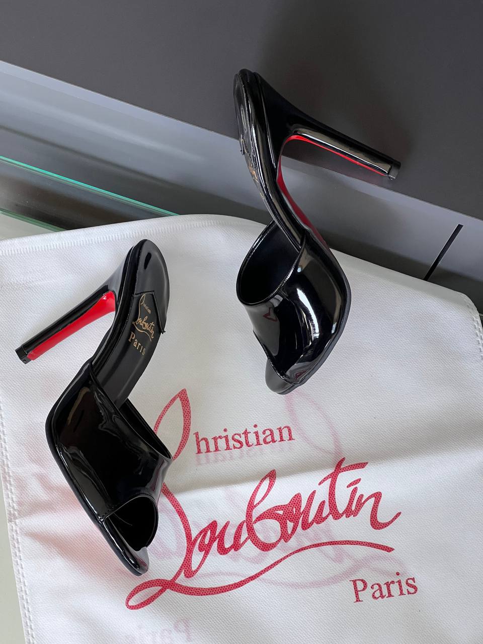 Christian Louboutin Patent Mule Heels Black