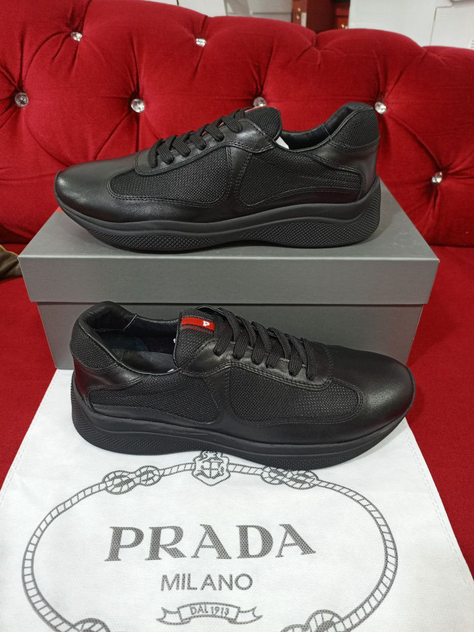 Prada Leather Sneakers Black