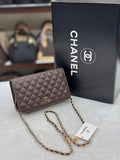 Chanel Quilted CC Chain Wallet Crossbody Bag Brown