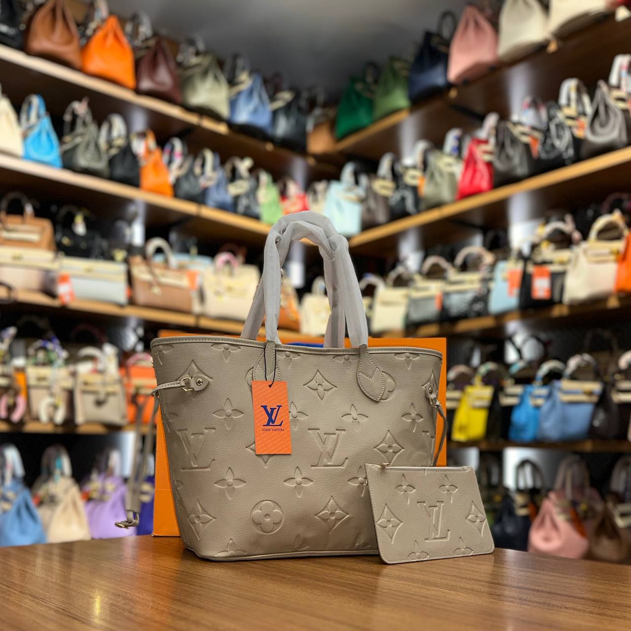Louis Vuitton Neverfull MM Monogram Empreinte Beige