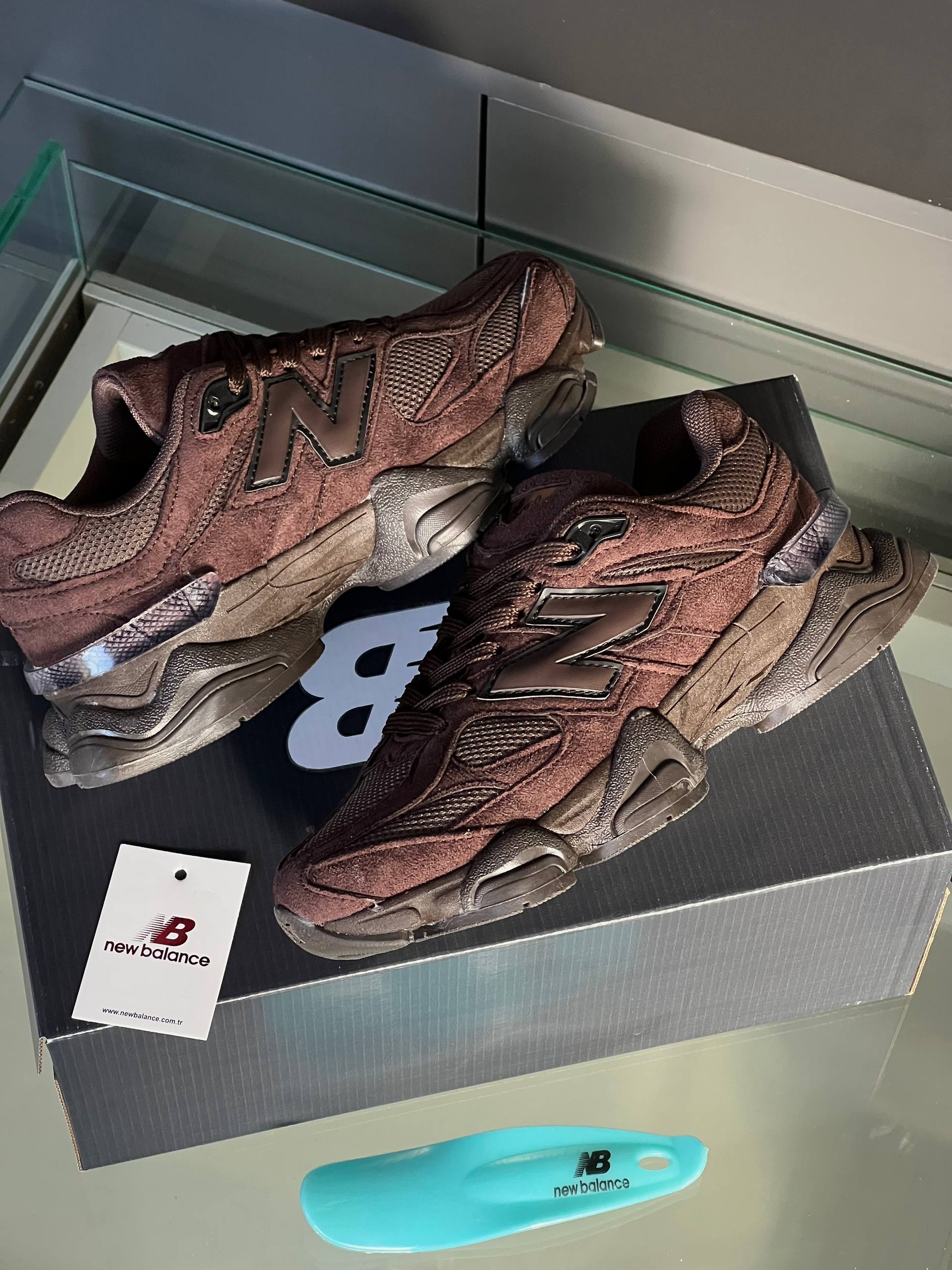 New Balance 9060 Brown Suede Sneakers