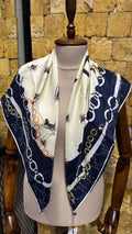 CELINE Triomphe Navy Silk Scarf