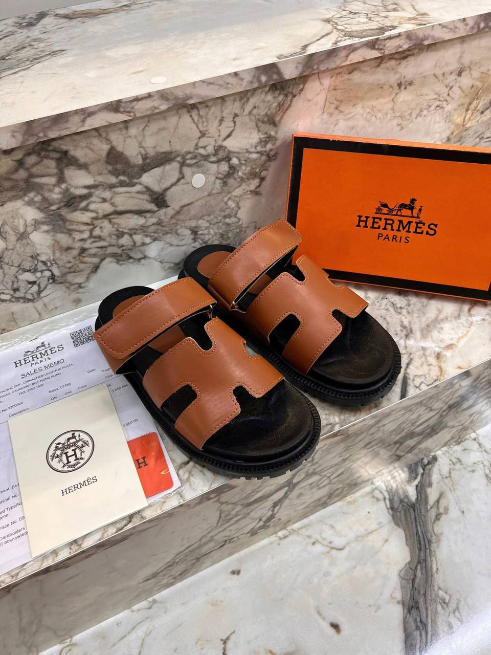 Hermes Chypre Sandals Taba