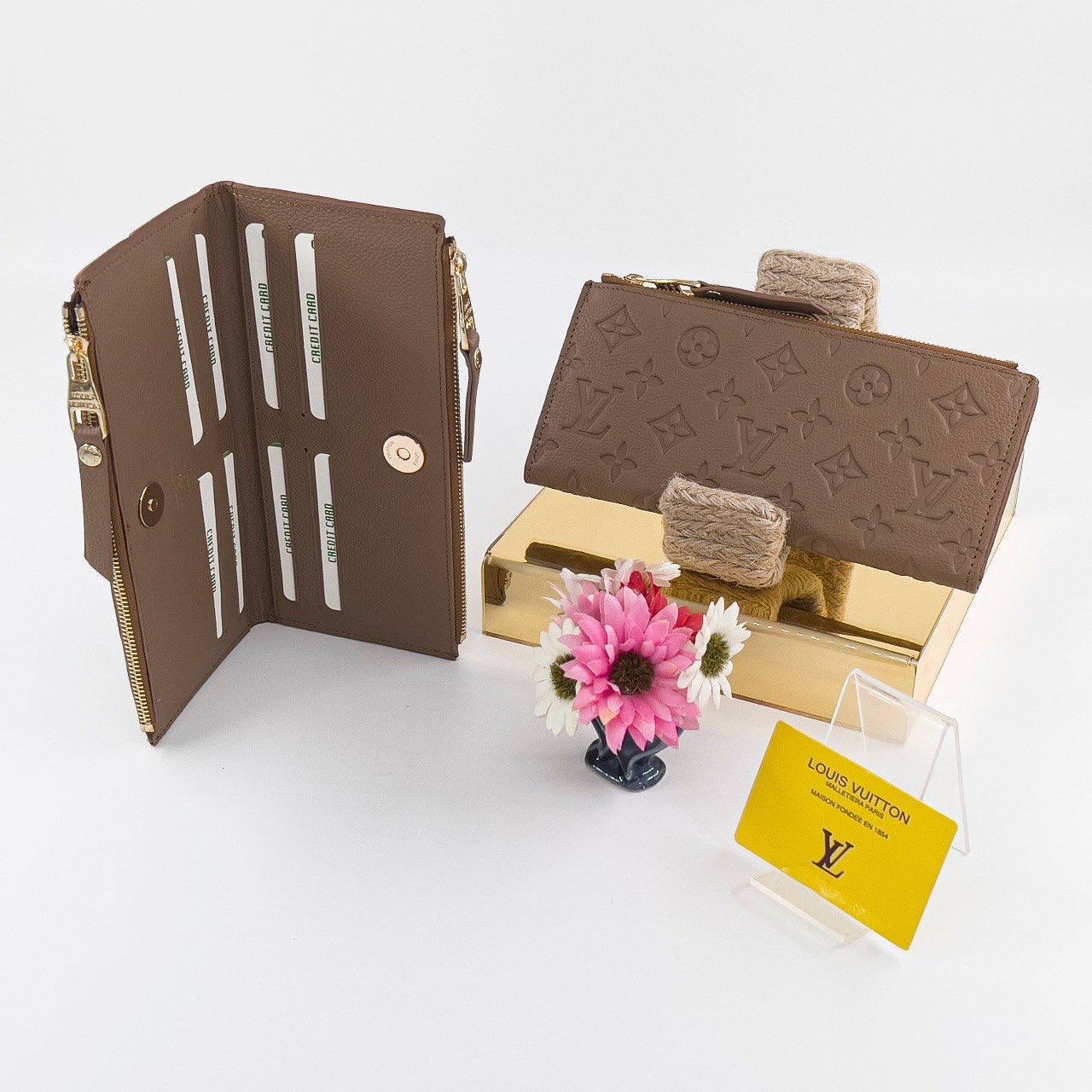 Louis Vuitton Adele Wallet Monogram Empreinte Beige