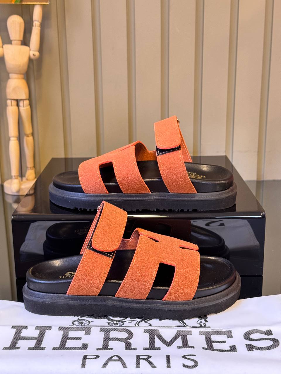 Hermes Chypre Sandals Orange
