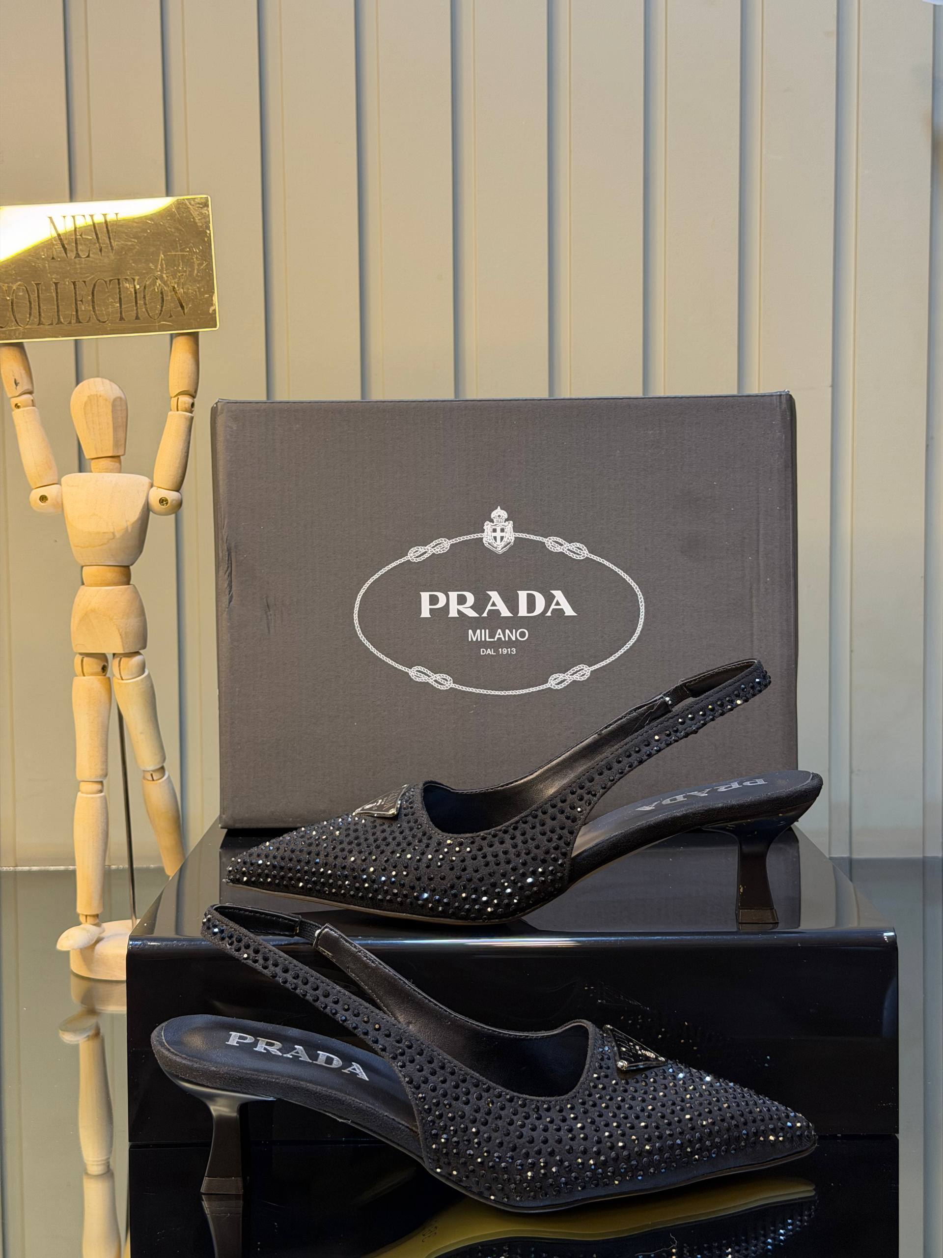 Prada Slingback Crystal Pumps