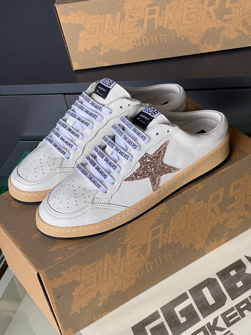 Golden Goose Ball Star Sneakers White Glitter Star