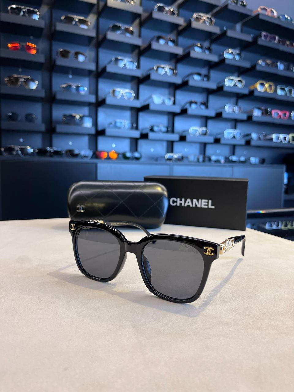 Chanel CC Square Sunglasses Black
